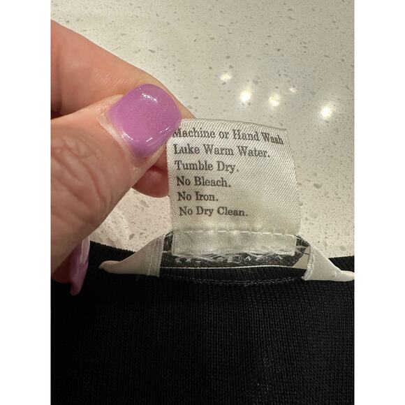 Misook Cardigan Black Ivory stripe Rhinestone Button Classy Chic Feminine S - Picture 9 of 12